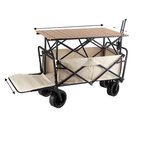 Camping cart, foldable outdoor hand-pushed picnic cart, campsite trailer, trolley, small pull cart, camping cart